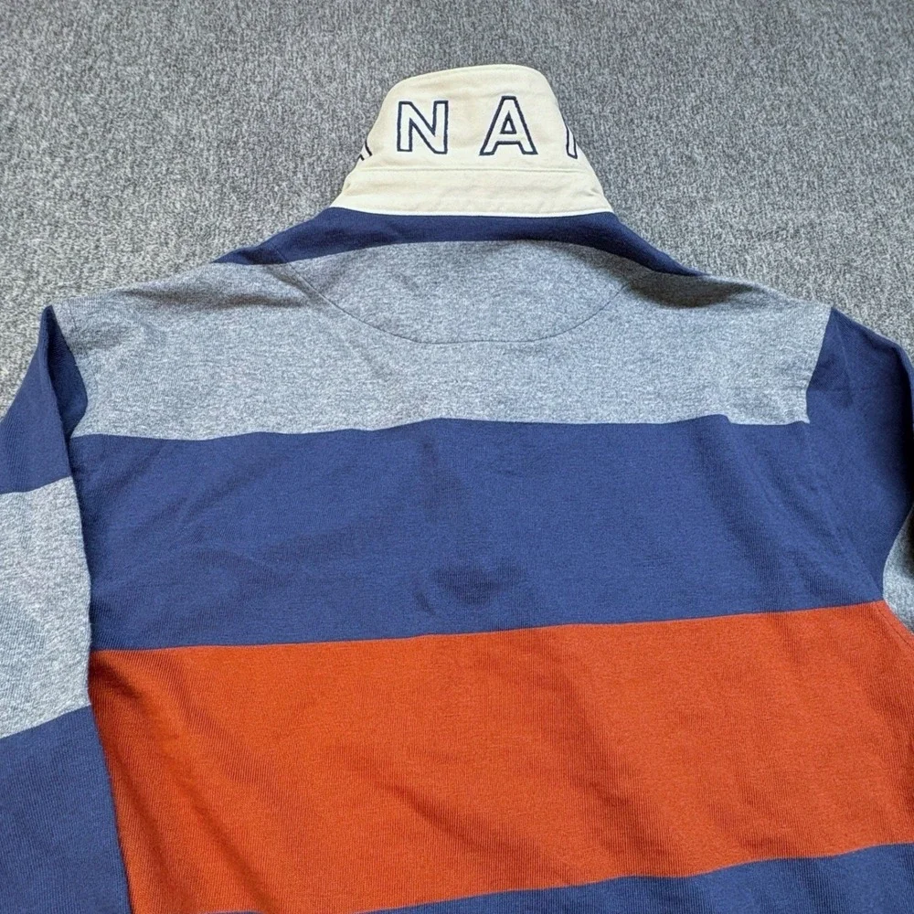 Banana Republic Rugby Shirt Men's Sz S Blue Grey Orange Polo Preppy Heavy Casual